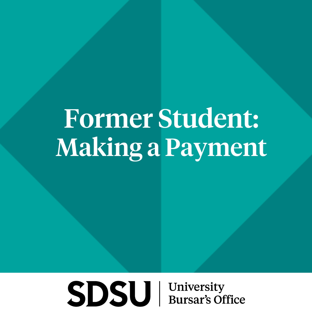 teal background with the words former student making a payment
